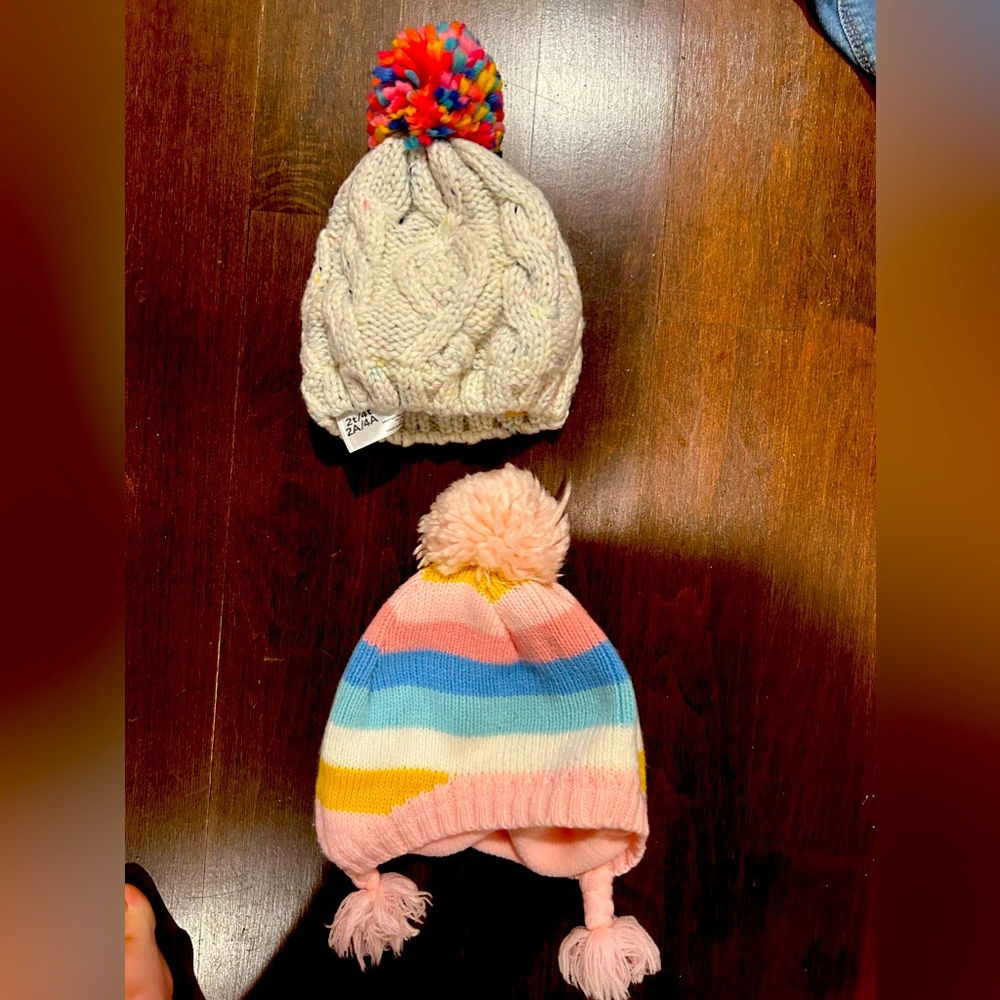 Toddler girl Pom Pom hats, 2-4T